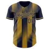 Custom Navy-Old Gold Gradient Classic Vertical Stripe Authentic Baseball Jersey