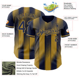 Custom Navy-Old Gold Gradient Classic Vertical Stripe Authentic Baseball Jersey