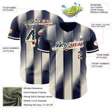 Custom Navy Vintage USA Flag Cream-Cream Gradient Classic Vertical Stripe Authentic Baseball Jersey