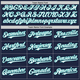 Custom Navy White-Teal Gradient Classic Vertical Stripe Authentic Baseball Jersey