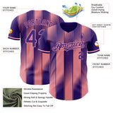 Custom Purple-Medium Pink Gradient Classic Vertical Stripe Authentic Baseball Jersey