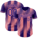Custom Purple-Medium Pink Gradient Classic Vertical Stripe Authentic Baseball Jersey