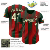 Custom Green Cream-Red Gradient Classic Vertical Stripe Authentic Baseball Jersey