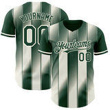 Custom Green Cream-Cream Gradient Classic Vertical Stripe Authentic Baseball Jersey