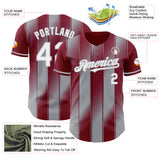 Custom Crimson White-Gray Gradient Classic Vertical Stripe Authentic Baseball Jersey
