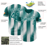 Custom Teal-White Gradient Classic Vertical Stripe Authentic Baseball Jersey