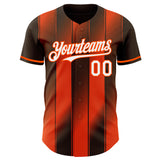 Custom Brown White-Orange Gradient Classic Vertical Stripe Authentic Baseball Jersey