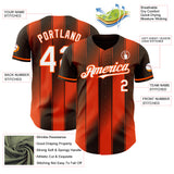 Custom Brown White-Orange Gradient Classic Vertical Stripe Authentic Baseball Jersey