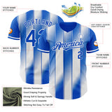Custom Thunder Blue-White Gradient Classic Vertical Stripe Authentic Baseball Jersey