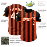 Custom Black White-Orange Classic Vertical Stripe Fluid Liquid Texture Authentic Baseball Jersey