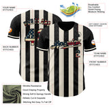 Custom Black Vintage USA Flag-Cream Classic Vertical Stripe Fluid Liquid Texture Authentic Baseball Jersey