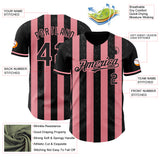 Custom Black-Medium Pink Classic Vertical Stripe Fluid Liquid Texture Authentic Baseball Jersey