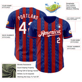 Custom Royal White-Red Classic Vertical Stripe Fluid Liquid Texture Authentic Baseball Jersey