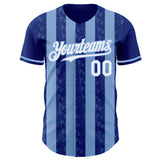 Custom Royal White-Light Blue Classic Vertical Stripe Fluid Liquid Texture Authentic Baseball Jersey