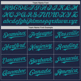 Custom Navy Teal-Gray Classic Vertical Stripe Fluid Liquid Texture Authentic Baseball Jersey
