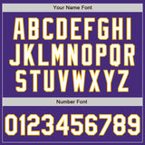 Custom Purple White-Gold Classic Vertical Stripe Fluid Liquid Texture Authentic Baseball Jersey