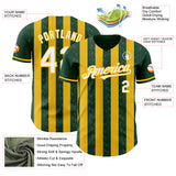 Custom Green White-Gold Classic Vertical Stripe Fluid Liquid Texture Authentic Baseball Jersey