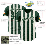 Custom Green Cream-Cream Classic Vertical Stripe Fluid Liquid Texture Authentic Baseball Jersey