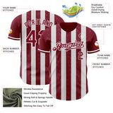 Custom Crimson-White Classic Vertical Stripe Fluid Liquid Texture Authentic Baseball Jersey