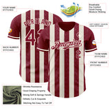 Custom Crimson Cream-Cream Classic Vertical Stripe Fluid Liquid Texture Authentic Baseball Jersey