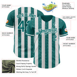 Custom Teal-White Classic Vertical Stripe Fluid Liquid Texture Authentic Baseball Jersey
