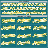 Custom Teal White-Yellow Classic Vertical Stripe Fluid Liquid Texture Authentic Baseball Jersey