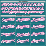 Custom Teal White-Pink Classic Vertical Stripe Fluid Liquid Texture Authentic Baseball Jersey