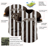 Custom Brown-White Classic Vertical Stripe Fluid Liquid Texture Authentic Baseball Jersey