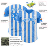 Custom Electric Blue-White Classic Vertical Stripe Fluid Liquid Texture Authentic Baseball Jersey