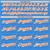 Custom Electric Blue White-Orange Classic Vertical Stripe Fluid Liquid Texture Authentic Baseball Jersey