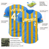 Custom Electric Blue White-Yellow Classic Vertical Stripe Fluid Liquid Texture Authentic Baseball Jersey