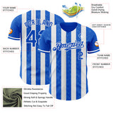 Custom Thunder Blue-White Classic Vertical Stripe Fluid Liquid Texture Authentic Baseball Jersey