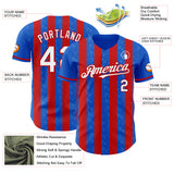 Custom Thunder Blue White-Red Classic Vertical Stripe Fluid Liquid Texture Authentic Baseball Jersey