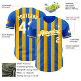 Custom Thunder Blue White-Yellow Classic Vertical Stripe Fluid Liquid Texture Authentic Baseball Jersey