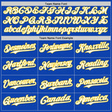 Custom Thunder Blue White-Yellow Classic Vertical Stripe Fluid Liquid Texture Authentic Baseball Jersey