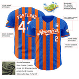Custom Thunder Blue White-Orange Classic Vertical Stripe Fluid Liquid Texture Authentic Baseball Jersey