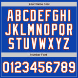 Custom Thunder Blue White-Orange Classic Vertical Stripe Fluid Liquid Texture Authentic Baseball Jersey