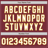 Custom Burgundy White-Gold Classic Vertical Stripe Fluid Liquid Texture Authentic Baseball Jersey