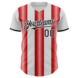 Custom White Black-Red Gradient Vertical Stripe Argentina Style Authentic Baseball Jersey