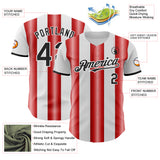 Custom White Black-Red Gradient Vertical Stripe Argentina Style Authentic Baseball Jersey