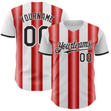 Custom White Black-Red Gradient Vertical Stripe Argentina Style Authentic Baseball Jersey