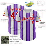 Custom White Red-Purple Gradient Vertical Stripe Argentina Style Authentic Baseball Jersey