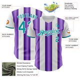 Custom White Teal-Purple Gradient Vertical Stripe Argentina Style Authentic Baseball Jersey