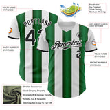 Custom White Black-Green Gradient Vertical Stripe Argentina Style Authentic Baseball Jersey
