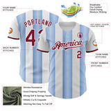 Custom White Crimson-Light Blue Gradient Vertical Stripe Argentina Style Authentic Baseball Jersey