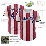 Custom White Navy-Crimson Gradient Vertical Stripe Argentina Style Authentic Baseball Jersey