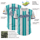 Custom White Gray Teal-Navy Gradient Vertical Stripe Argentina Style Authentic Baseball Jersey