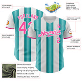 Custom White Pink-Teal Gradient Vertical Stripe Argentina Style Authentic Baseball Jersey