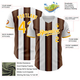 Custom White Gold-Brown Gradient Vertical Stripe Argentina Style Authentic Baseball Jersey