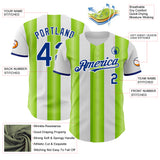Custom White Royal-Neon Green Gradient Vertical Stripe Argentina Style Authentic Baseball Jersey